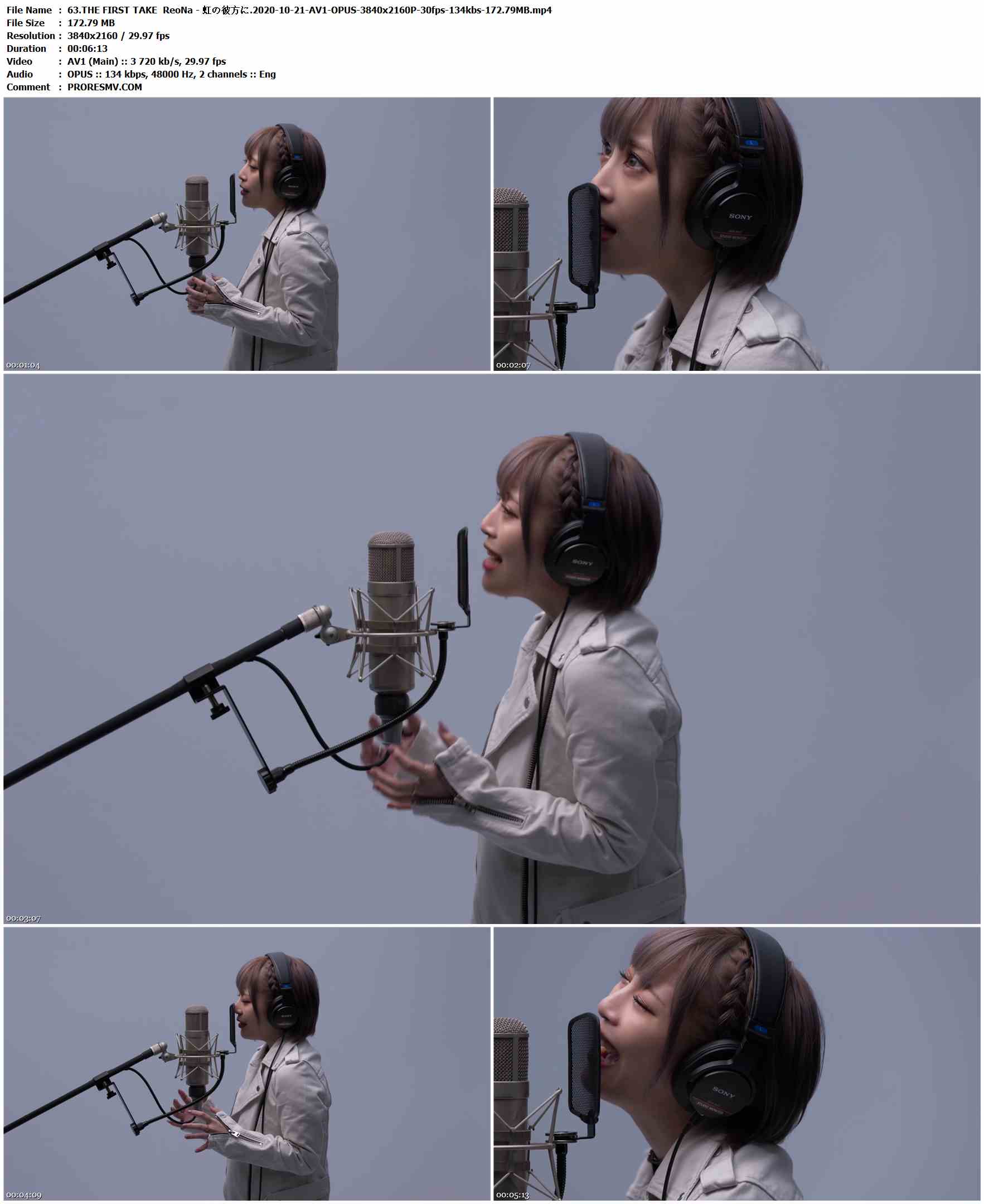 63.THE FIRST TAKE ReoNa - 虹の彼方に.2020-10-21-AV1-OPUS-3840x2160P-30fps-134kbs-172.79MB官方MV_高清MV